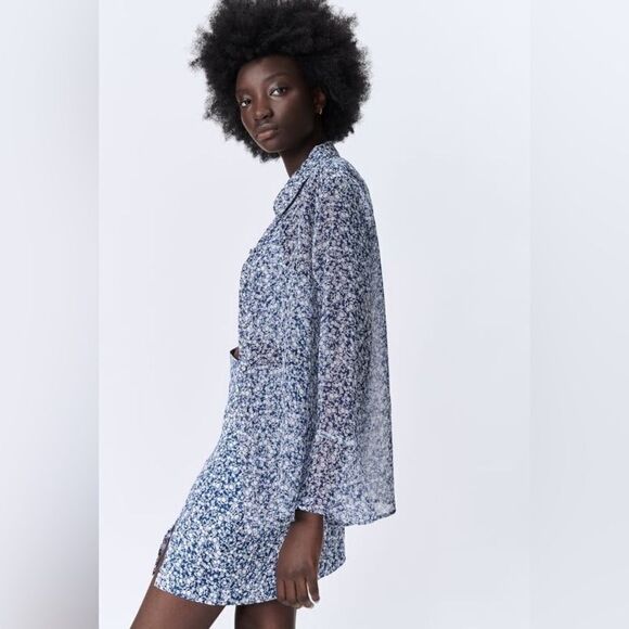 ZARA FLORAL PRINT BLOUSE - Picture 2 of 8